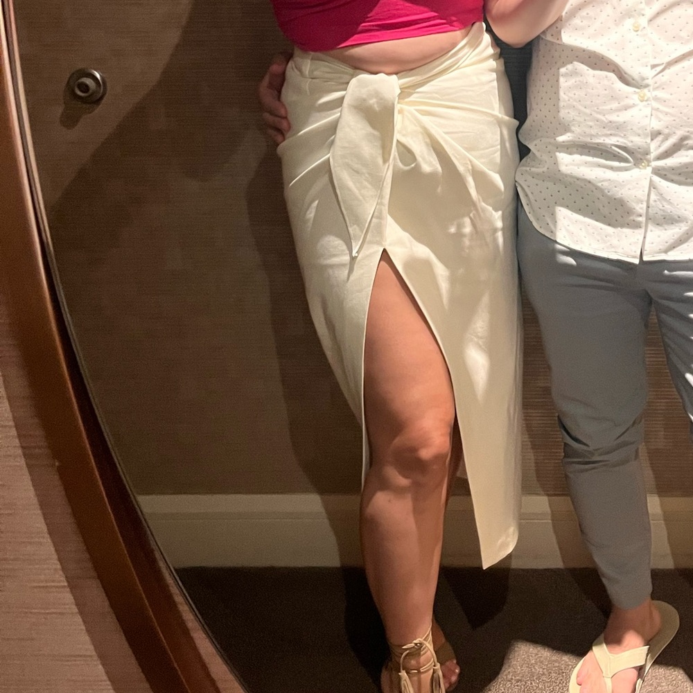 Cream Midi Wrap Skirt for Casual Resort Wear